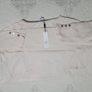 Cream Long Sleeve Top with Button Accents